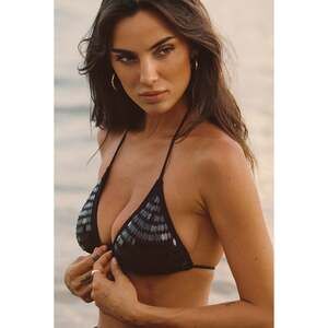 12th Tribe Sombra Black Sequin Bikini Top Size SS